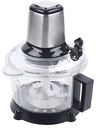 Hachoir de cuisine électrique avec bol en acier inoxydable de 5 l, hachoir multifonction, hachoir à viande avec 4 lames pour viande, oignons, fruits, légumes