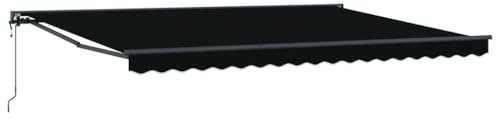 vidaXL Toldo Retráctil Automático Negro 450 x 300 cm Eléctrico Semi Cassette con Funciones Resistentes a UV y Agua para Sombra Exterior, Canopy, Protección Solar, Balcón, Cortinas, Toldos, Solución