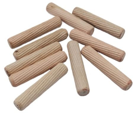 Clavijas De Madera Juego de 100 pasadores de madera de 6 mm, 10 mm y 10 mm for cajones de armarios, redondos, acanalados, for manualidades, accesorios de muebles(10mm)