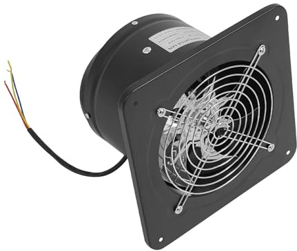 Black, 7-Inch Exhaust Fan, 50W, Industrial Vent, Wall Mounted Window for Kitchen, Bathroom