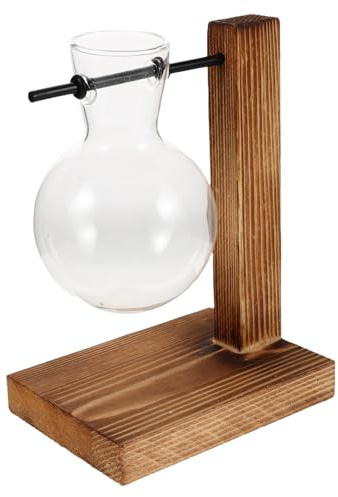 BESPORTBLE Décoration De Bureau Pots De Fleurs Hydroponiques Pots De Plantes Hydroponiques Vase en Bois Et en Verre Vase