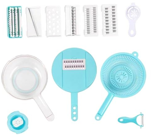 Hoement Juego de Ralladores Manuales Multiusos de Cocina Cortador y Rallador de Verduras Pequeño Cesta de Drenaje Transparente Acero Inoxidable Resistente Adecuado para Cortar y Rallar