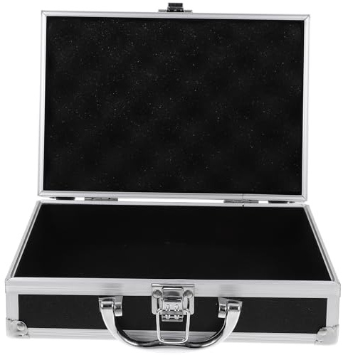 IMIKEYA Aluminum Alloy Multifunctional Toolbox Briefcase Portable Metal Storage Case with Lock, Black 23x16x7cm, Small Instrument Carrying Case for Tools and Electronics
