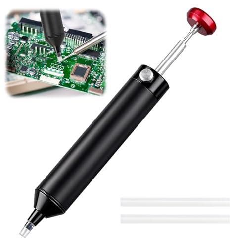 Premium Solder Sucker Pump High-Power Desoldering Tool with Innovative Heat-Resistant Silicone Nozzle Precision Solder Removal Anti-Clogging Design One-Handed Operation for Professional Welders Black