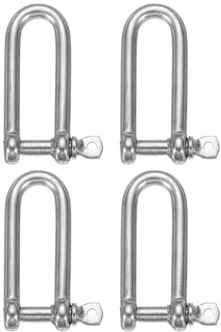 QUARKZMAN 4 Stück Edelstahl D-Schäkel 1/2 Zoll 12mm Silberfarben | Lange D-Form Schraubbolzen Große Schraubschäkel, Für Boot Segelboot Ketten Takelage Verschluss Paracord Schmuck