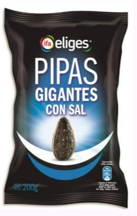 Ifa Eliges Pipas Gigantes con Sal, Graines de Tournesol Géantes Salées en Coque, 200g, Lot de 3