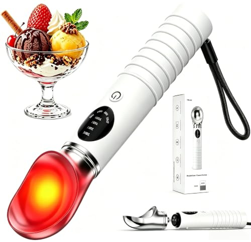 Ice Cream Scoop, 20cm/7.8in Heated Ice Cream Scoop with LED Display, Icecream Scoop with 4-Level Adjustable Heats- 100/120/140/160℉, Detachable ice Cream Scoops for Hard Ice Cream, Gelato, Sorbet