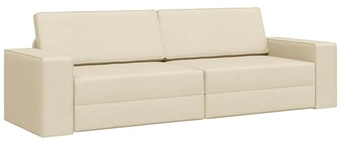 MOBCANT Modern Schlafsofa & Couch Creme Stoff couchgarnitur mit eckcouch für Wohnzimmer, Büro, Apartment (245 x 78 x 77 cm)