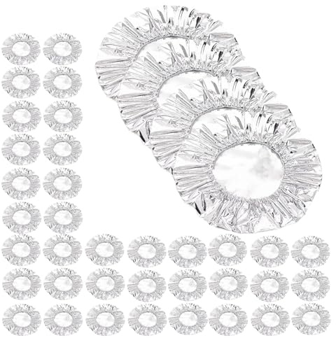 Aluminium Kitchen Foil Bowl Covers with Elastic, Reusable Food Insulation Covers, Heat Retention, Oil-Resistant, 20cm Diameter, Fits Plates, Bowls and Containers (40 PCS)