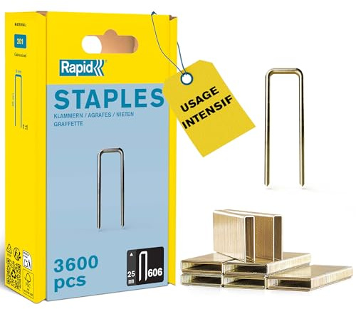 Rapid Schmalrückenklammern Typ 606, 25 mm, 3.600 Stk. | Geharzte Oberfläche für sicheren Halt; galvanisierter Stahl; für Holzverkleidungen, Böden und Innenausbau; 25 mm; 3.600 Stk.