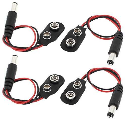 Sourcingmap 4 pièces Récipient Fiche DC 13cm Filaire 9V Clip De La Pile Connecteur