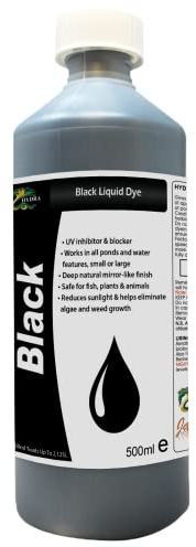 HYDRA BLACK LIQUID DYE 500ml treats UpTo 2125 litres - Pond and Lake Dye Highly Reflective Mirror Finish