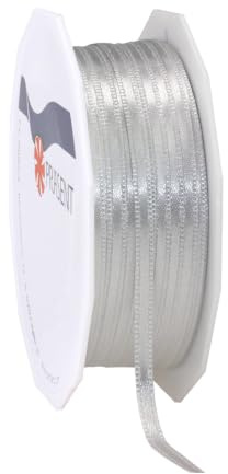 PRÄSENT C.E. Pattberg Satin sterlingsilber, 50 m Satinband zum Einpacken von Geschenken, 3 mm Breite, Geschenkband zum Dekorieren & Basteln, Dekoband, Anlass