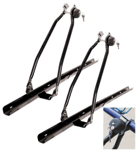 EXPLORA ERMBC1, 2 x Universal Upright Lockable Car Roof Mounted Bike Bicycle Rack Bar Carriers