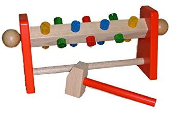 Holzspielzeug Klopfwelle mit Hammer BxHxT 32x9x14cm NEU Holzspiel Geduldsspiel Geschicklichkeitsspiel Holzbank Holzhammer Spielsortiment Spiele Holz Seiffen Erzgebirge Spielzeug Strategiespiel