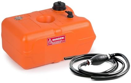 wellenshop Benzintank Boot 22 Liter mit Tankanzeige – Komplettset mit Pumpball & 2,15-m-Benzinschlauch (bis 15 bar) – HDPE Kraftstofftank Außenborder, UV-beständig, Schnellkupplung