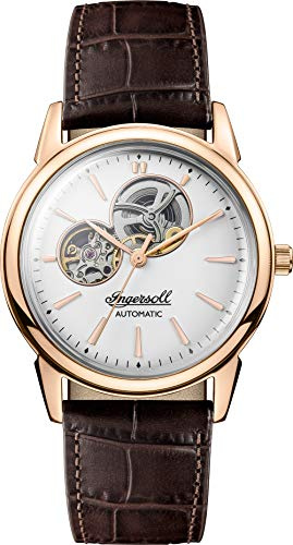 Ingersoll The New Haven Mens Automatic Watch I07301 with a White/Silver Dial and a Brown Genuine Leather Band