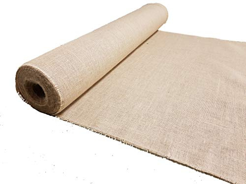 Tissu de toile de jute tissée de luxe 100 cm de large 320 g/m² Tissu d’ameublement naturel, naturel, 50 Metres (2x 25m Rolls)