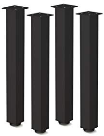 ALUSFERA Tischbeine Metall - 4 Stück – 60x60x820 mm Höhenverstellbar +30 mm – Hochwertige möbelfüße für Tische & Schreibtische – Stabil & Robust – Inklusive Montageset