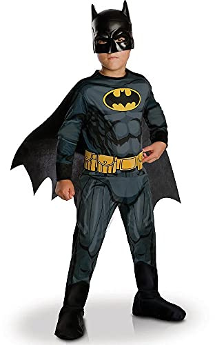 RUBIE'S DC officiel - BATMAN - Déguisement classique pour enfant - Taille 7-8 ans - Costume avec combinaison imprimée,ceinture, couvre-bottes, cape détachable et masque -,