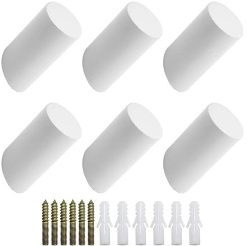 NewZC 6 Pezzi Gancio Appendiabiti da Parete Legno Bianco Ganci da Muro per Appendere Vestiti Sciarpe Appendino Muro Singolo per Ingresso Corridoio Soggiorno Camera da Letto - Carico Massimo 15 kg