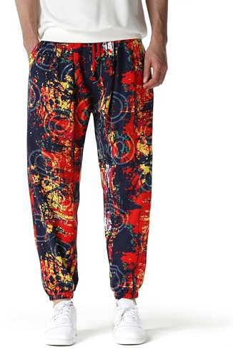 MakingDa Baggy hippie byxor män bomull yoga fritid haremsbyxor manschett hippie lounge byxor, 5, S