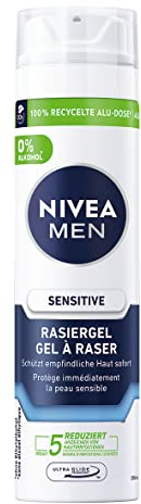NIVEA MEN Sensitive Rasiergel für Männer (200 ml), Rasier Gel mit Kamille, Hamamelis und Vitamin E für eine sanfte Rasur, schützende Formel gegen Hautirritationen