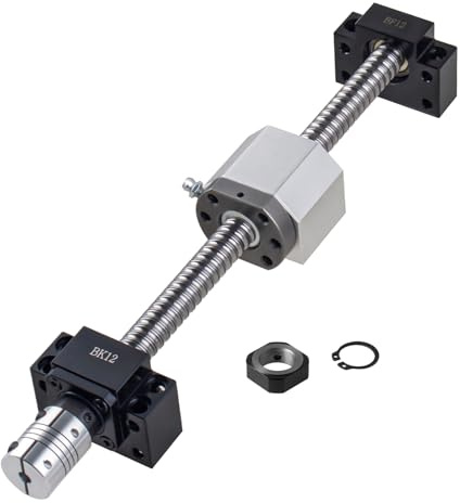 CNCYEAH Vite a ricircolo di sfere SFU1605-450 mm, in acciaio inox, guida lineare con supporto BK12/BF12, alloggiamento del dado DSG16H + madrevite a ricircolo di sfere + giunto per macchina per