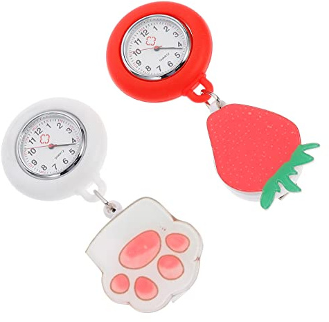 jojofuny Strassbrosche 2st Ausziehbare Schwestern-taschenuhr Herz Taschenuhr Schwesternuhr Mit Quarz Ansteckuhr Am Revers Schwesternuhr Zum Anklemmen Süße Fob Brosche Uhr Hände Mode Glas