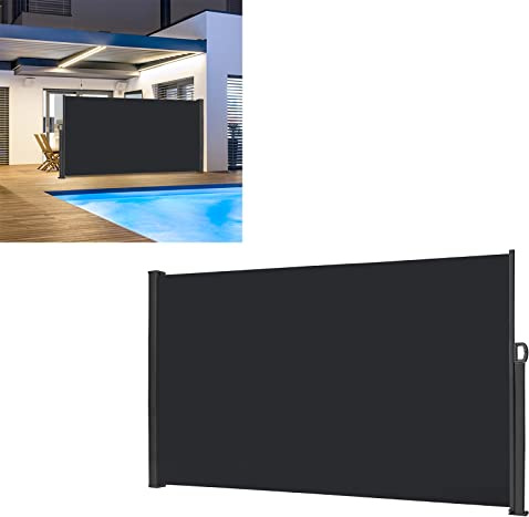LARS360 Toldo lateral extensible por una cara, de poliéster y aluminio, soporte de metal, protección solar, protección contra el viento, toldo de pared lateral, tela de toldo, 180 x 300 cm