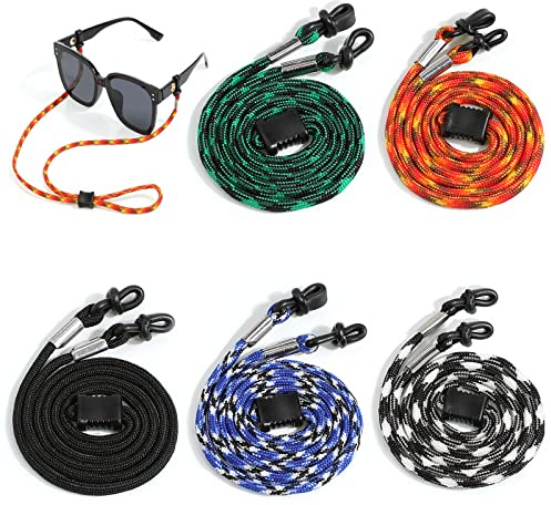 Hifot Cordon para Gafas de Sol Deportivas, 5 Piezas, Soporte Correa, Sistema de retención de Gafas Ajustable