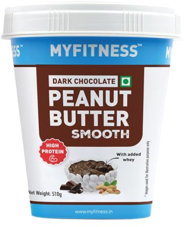 MYFITNESS Peanut Butter Dark Chocolate Smooth with Added Whey High Protein Non-GMO Gluten-Free No Preservative All Natural Ingredient Made with American Recipe (510 Gm)