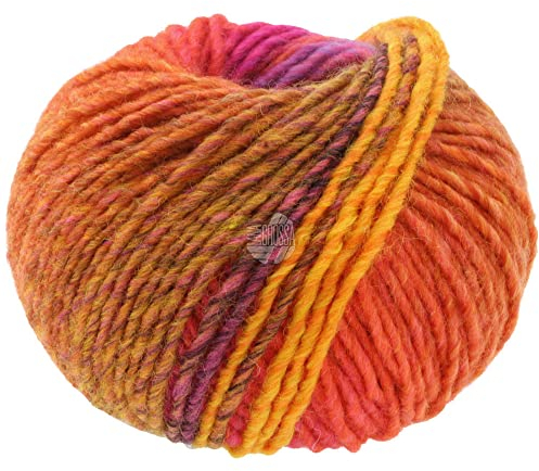 LANA GROSSA Colors for You | Voluminöses Dochtgarn mit Farbverlauf | Handstrickgarn aus 55% Schurwolle & 45% Polyacryl | 50g Wolle zum Stricken & Häkeln | 90m Garn FB 139