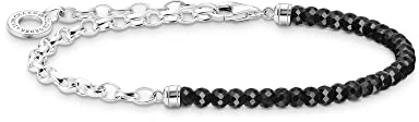 Thomas Sabo Pulsera con Cuentas Negras Plata de Ley 925 A2100-130-11-L19, 19 cm, Negro