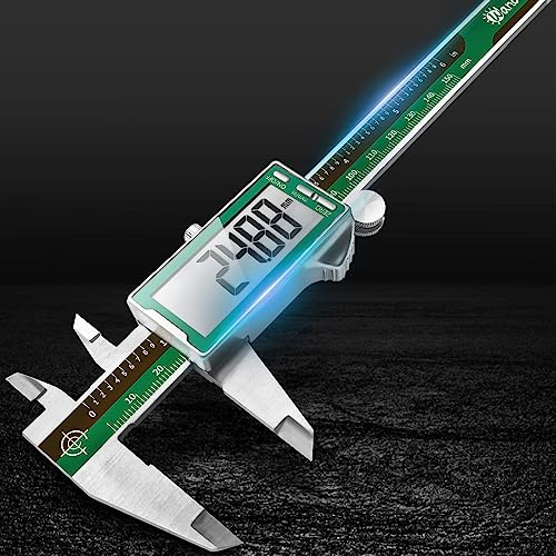 Wanoore Digitaler Messschieber, 150mm/6 Zoll Präzision Schublehre Digital Edelstahl, Industrielle Messwerkzeuge großem LCD-Display Digital Caliper Tiefenmesser für Außen- Innen- Stufen und Tiefenmaß