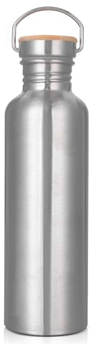 Borraccia in Acciaio Inossidabile, Portatile Borraccia Sportiva 1000ml, Water Bottle Senza BPA & Prova di Perdite, per Sport, Campeggio, Yoga, Palestra, Ciclismo