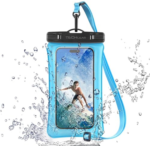 TECHGEAR Waterproof Phone Pouch, IPX8 Floating Case for Swimming, Waterproof Phone Bag with Lanyard Compatible for iPhone 17 16e 16 15 14 13, Samsung Galaxy S25 S24 S23 S22+ S21 Ultra A17 A16 A36 A56
