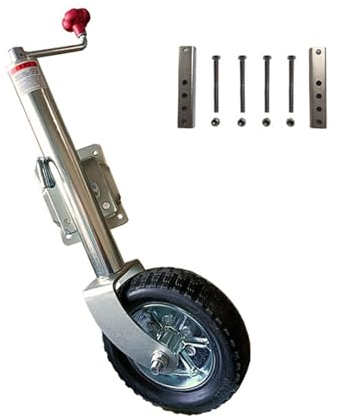 QICBYING Anhänger Stützrad - Anschraubbarer Wagenheber mit drehbarer Zunge, mit 25,4 cm Rad, klappbarer Anhängerheber, drehbares Bootsanhänger-Wagenheberrad, 900 kg Tragkraft, 25,4 cm Hub, für Boote