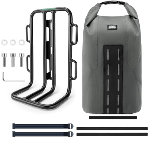 ROCKBROS Borsa da Portapacchi Anteriore e Portapacchi Anteriore per Bici MTB in Alluminio, Grande Capacità 2.7L, Impermeabile