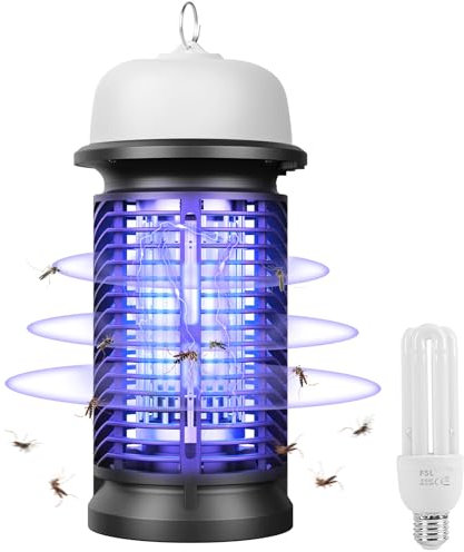 Insektenvernichter Elektrischer Mit LED-Licht, 20W Insektenfalle Mückenlampe mit UV Lampe, Elektrisch Insektenfalle, IP66 Wasserdicht Mückenlampe Outdoor mit Aufhängehaken für Camping, Garten