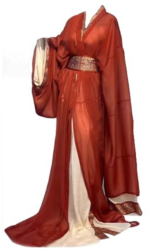 Xinchangda Costume tradizionale da donna Hanfu con gonna cinese antica Hanfu, gonna lunga, per uso quotidiano, palcoscenico, cosplay, Rosso, S