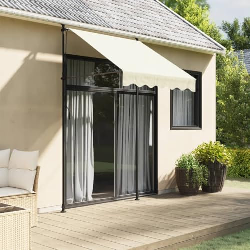 ZEYUAN Toldo retráctil de Tela y Acero Crema 150x150 cm, Toldo Balcon, Toldos Exterior Terraza, Toldos para Ventanas, Toldo Vertical Exterior - 368744