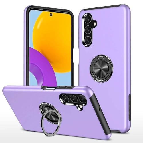 XYZNTMF compatible with Samsung A54 Case Built-in Ring Holder Shockproof Phone Case Silicone Bumper Matte Hard PC Shell Magnetic Car Mount Full Protective Skin Cover for Samsung Galaxy A54, Purple