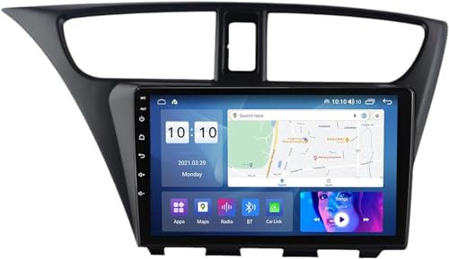 ZCRKEJI Autoradio Android 12 Autoradio per Honda Civic 2012-2017, 2 DIN Navigatore satellitare GPS Navi Touch Screen da 9 Pollici Lettore Video multimediale Ricevitore FM BT con 4G 5G WiFi SWC Carpl