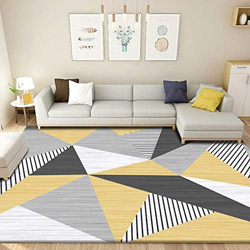 Teppich Gelbe Geometrie Flauschig Kurzflor,Mikrofaser Super Weich,Anti-Rutsch,Waschbar,Teppich Webteppich Für Wohnzimmer,Flur,Schlafzimmer Teppichläufer 120X160Cm