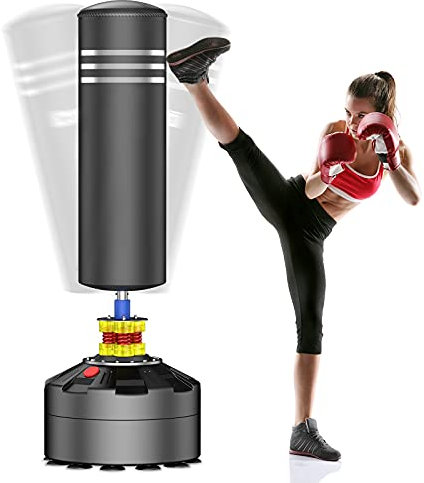 Moziel Erwachsene Boxsack Standboxsäcke, Freistehender Standboxsack Heavy Duty Boxing Trainer Fitness Boxsack mit Saugfuß (175cm-schwarz)