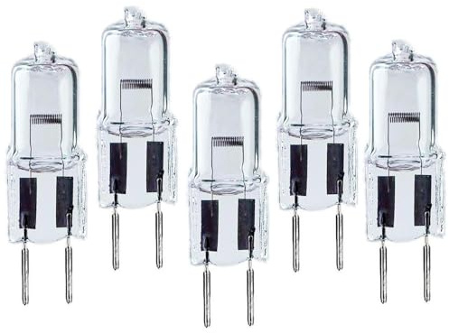 BULBEAWICK GY6.35 Double Pin Base 24 Volt Clear Light Bulb T4 Dimmable G6.35 Halogen Light Bulbs 24V-150W 5PCS