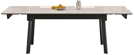 JIAOCKJIAO Ausziehbarer Esstisch, Esszimmertisch for 4/6/8 Personen, Rechteckiger Küchentisch, Metallbeine, Langer Konferenztisch, Arbeitsplatte aus Schiefer, Besprechungstisch(100cm/39.3in)