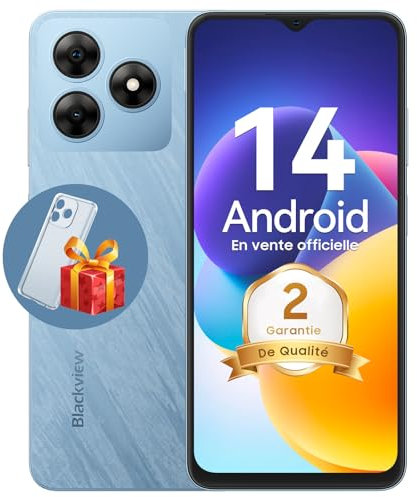 Blackview Wave 8C Handy Ohne Vertrag Günstig, 6GB+64GB/2TB SD Smartphone Simlockfreie, Octa Core 6,56 HD+, Akku 5000mAh, 13MP+8MP Kamera, 4G Dual SIM, 3.5mm Jack/GPS/2 Jahre Garantie