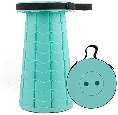 RBUDSPOLF Verstellbarer Teleskophocker Tragbarer Schrumpf-Klapphocker Heißer Einziehbarer Hocker Klappbarer Tragbarer Hocker Zuhause Camping Wandern Bequemer Angeln Upgrade Stuhl/Blue